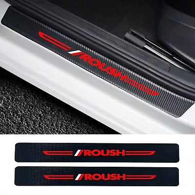 2Pcs For Ford Mustang Roush Carbon Fiber Leather Sticker Car Door Sill Protector • $14