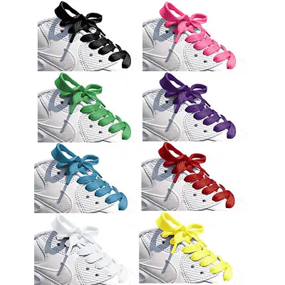 Coloured Flat Shoelaces Long Laces Lengths 60 90 120 150cm Trainers Canvas Pumps • £3.25