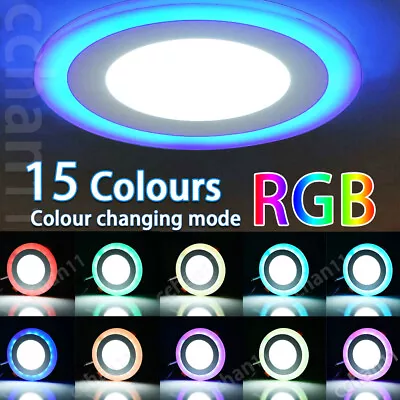 LED Ceiling Panel Down Light RGB 16 Colour Changing Ring Bedroom Mood Light Lamp • £7.54