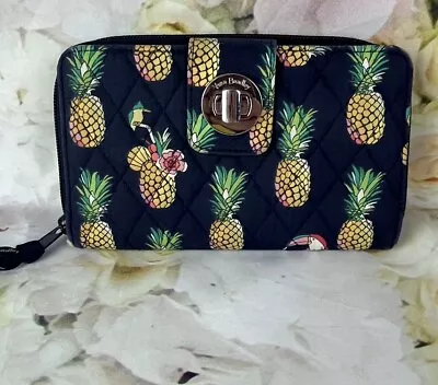 VERA BRADLEY Wallet RFID Turn Lock Wallet Toucan Party Pineapples Zipper Pockets • $11.47