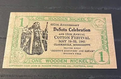 Clarksdale Miss. Cotton Festival Wooden Nickel  573 • $5