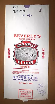 Vintage Sack Paper Bag - REED CREEK BEVERLY'S FLOUR WYTHEVILLE VA   1982 • $15