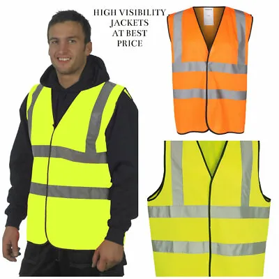 £165 • Buy Mens Yellow Or Orange HIGH VISIBILITY Vest Safety Waistcoat Hi Vis / Viz Jacket