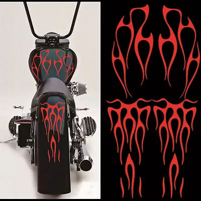 Motorcycle Flame Sticker For Gas Tank Fender Decals Vinyl Red Color Waterproof • $8.70