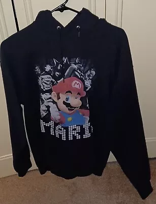 Men's Mario Graphic Pullover Sweatshirt HOODIE Black LARGE L • $12.99