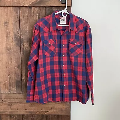 Wrangler Shirt Mens XL Red Plaid Button Down Long Sleeve Western Cowboy • $19.99