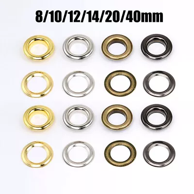 8/10/12/14/20/40mm Metal Eyelets Grommet Ring With Washer Rivets Grommet For DIY • £1.56