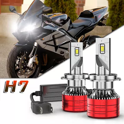 White H7 LED Headlight Motorcycle Bulbs For Honda CBR 1000RR 600RR F4i RC51 • $29.99