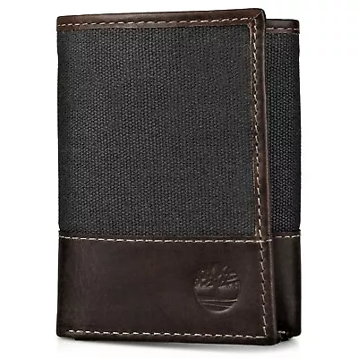 Timberland Men's Baseline Canvas-Genuine Leather Trifold Wallet • $16.99