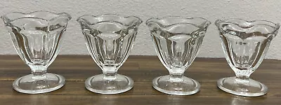 4  Tulip Style Anchor Hocking Heavy Glass Ice Cream Sundae Dishes Vintage Set 4 • $9.99