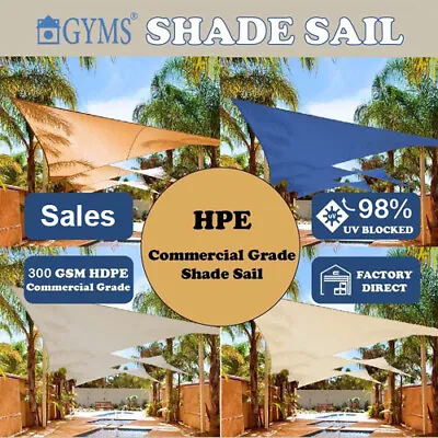 $97.20 • Buy Heavy Duty 300gsm SHADE SAIL Sun UV Block Shadecloth 3.6x3.6m Square 4 Colors