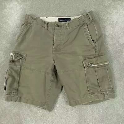 Abercrombie & Fitch Mens Cargo Shorts W30 Grey Button Fly Drawstring Cotton • £24.99