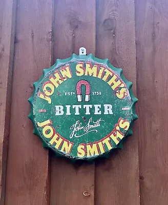 Metal John Smiths Bottle Top Man Cave Home Bar Beer Wall Sign • £8.50
