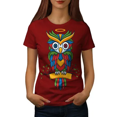 £15.99 • Buy Wellcoda Bright Colorful Owl Womens T-shirt, Nature Casual Design Printed Tee