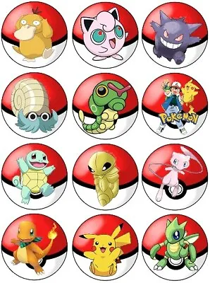 24 Pokemon # Fairy Cake Toppers Edible Party Decorations • £2.38