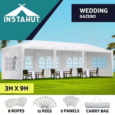 $161.95 • Buy Instahut Gazebo 3x9 Outdoor Marquee Side Wall Gazebos Tent Canopy Camping White