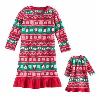 Girl 2T 5-6 And 18  Doll Matching Nightgown Pajamas Dollie Me Christmas American • $16.99