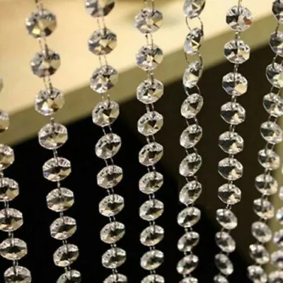 50 Chandelier Light Crystals Droplets Glass Bead Wedding Drops 14mm Lamp Parts • £4.98