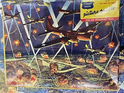 1944 Victory Series Picture Puzzle Night Air Raid Bombing Over Germany B17 • $12.50