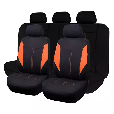 Universal Car Seat Covers Cushion Rear Split Airbag Compatible Orange Black SUV • $39.99
