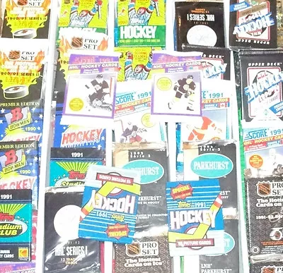 Awesome Lot Of 100 Unopened Old Vintage Hockey Cards In Wax Cello Rack Packs • $10.40