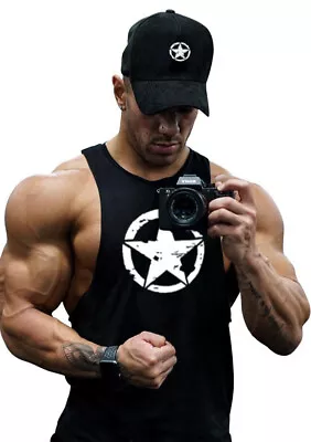 Men's Sleeveless Shirts Y-Back Muscle Gym Training Athletic Workout Tank Tops • $9.55