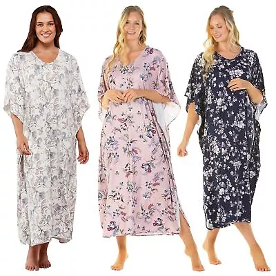 La Marquise Jersey Kaftan Winter Floral Poncho Nightdress One Size • £15.99