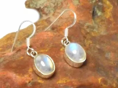 Oval  MOONSTONE  Sterling Silver 925 Gemstone Earrings • $19.99