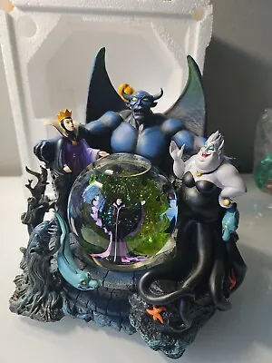 Disney Villains Light Up Musical Snow Globe Statue Maleficent Chernabog Evil... • $1200