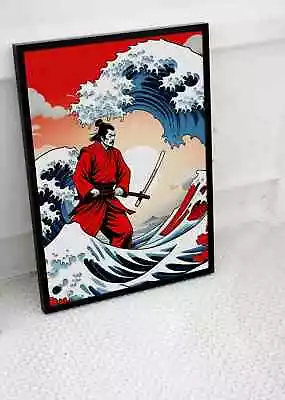 Japanese Samurai Warrior Great Wave Poster Print Art Fantasy Size A3 A4 A2 A1 • £8.95