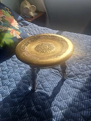 VTG Brass 3 Legs Butterfly Stool Asian Brass Fireplace Footman Stool Trivet • $175