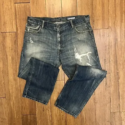 Levis SilverTab 38x32 Mens Straight Buckle Back Flap Pocket Distressed Y2K • $45