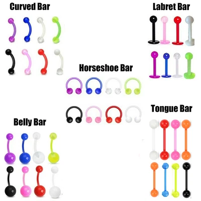 £2.15 • Buy Plastic Barbell Nipple Bar Tongue Bars Bar Belly Bar Tragus Eyebrow Piercing UK