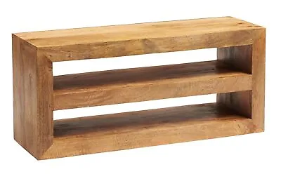 Modern Dakota Light Mango Wood Open Shelf TV Cabinet Media Unit For Living Room • £284.99