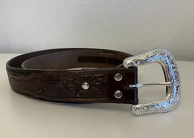 Nacona Men’s Leather Western Cowboy Embossed Belt N2438902 Brown Size 40 • $35