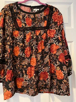 Maurices (Anthropologie) Floral Peasant Top XL/12/14/16 • $17.99