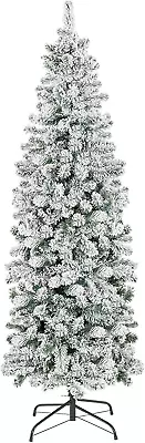 Best Choice Products 7.5Ft Snow Flocked Artificial Pencil Christmas Tree Holiday • $132.93