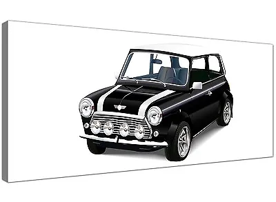 Black White Cheap Canvas Picture Of Mini Cooper Car For Bedroom 1095 • £54.39