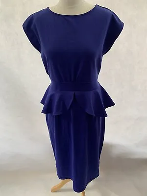 £12.99 • Buy Dress Dorothy Perkins Size 14 Blue Viscose Short Sleeve Peplum