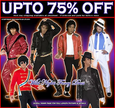 Mens Official Michael Jackson King Of Pop Costumes 1980s • £23.99