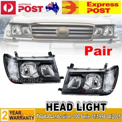 $268 • Buy For Toyota Landcruiser 100 Series 1998-2005 Pair Altezza Black LH+RH Head Lights