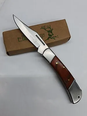 Elk Ridge Clip Point 6 1/4  Overall Lockback Brown Pakkawood Handle ER-123W • $19.95