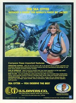 1980 U.S. Divers Co. PRINT AD Scuba Diver The Sea Otter Buoyancy Control Jacket • $14.99