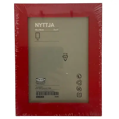 IKEA Nyttja Picture Frames Set Of 2 Red 5x7 Rectangular Contemporary NEW • £23.74