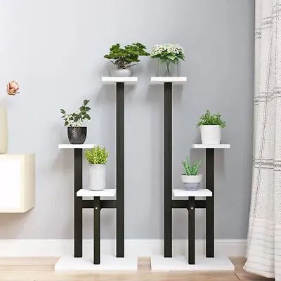 4 Tiers Wooden Flower Pot Plant Stand Ladder Shelf Display Rack Indoor Outdoor • £15.94