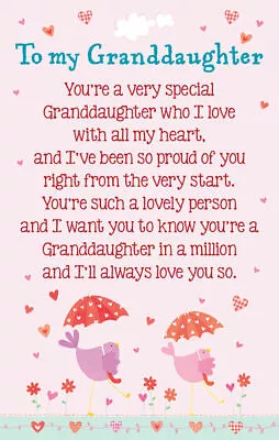 £2.35 • Buy To My Granddaughter - Wallet Card & Envelope Keepsake Verse Gift