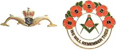 £7.99 • Buy Small Royal Navy Submarine Service And Masonic We Will Remember Enamel Badge