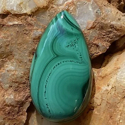 4.2g Teardrop Malachite Cabochon 1”x.5” • $17.39