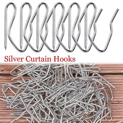 Metal Curtain Pin Hooks Strong Silver Clip Pleat For Heading Tape French Pinch • £1.79