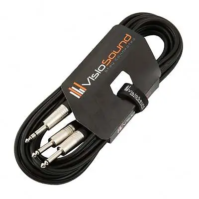 £9.49 • Buy 6.35mm 1/4  Stereo TRS Jack To 2 X 6.35mm 1/4  Mono Jack Insert Cable / Y Lead